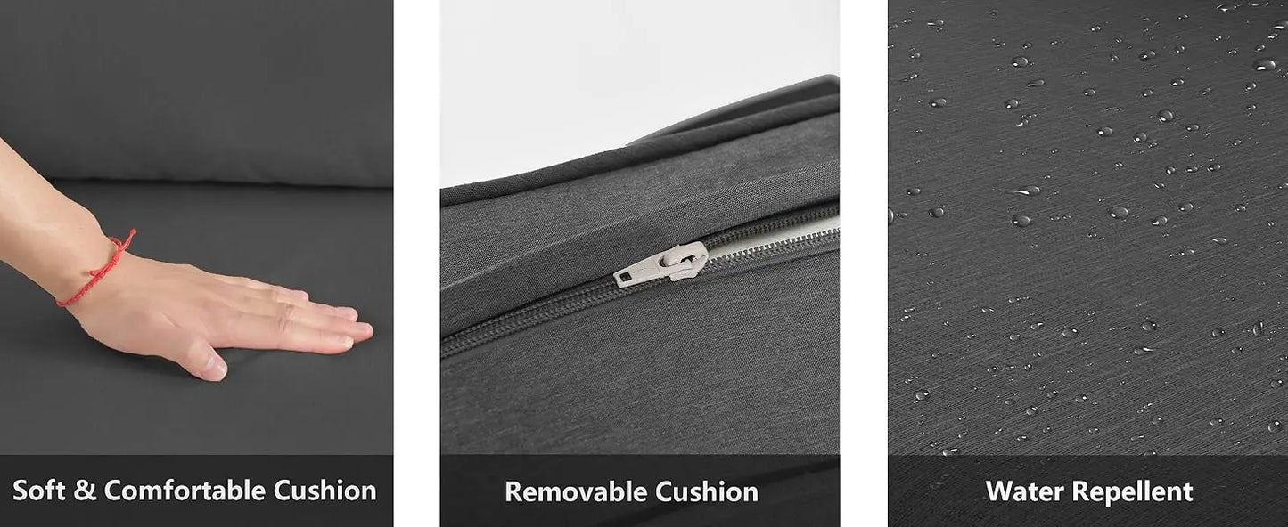 Ljustra Aluminum Patio Furniture Set Fire Pit Table Swivel Chairs Sofa