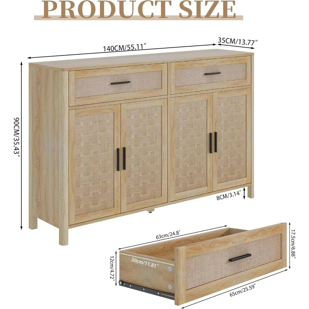 Farmhouse TV Stand for 65 Inch TV with Storage and Adjustable Shelves