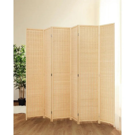 Room Divider Folding Privacy Screen 6 Panel Bamboo Room Partition