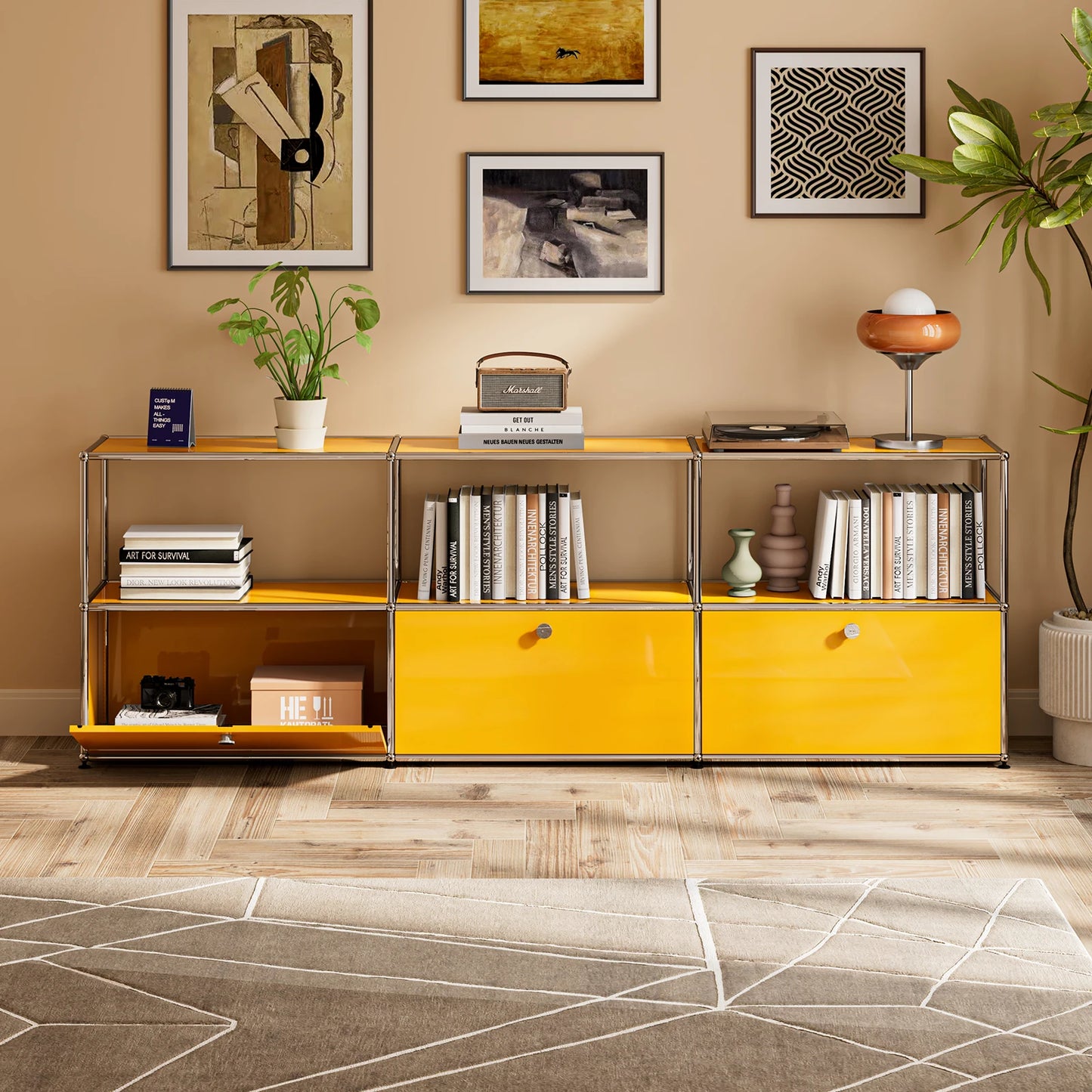 Modern Stainless Steel Storage Cabinet Organizer for Living Room Office