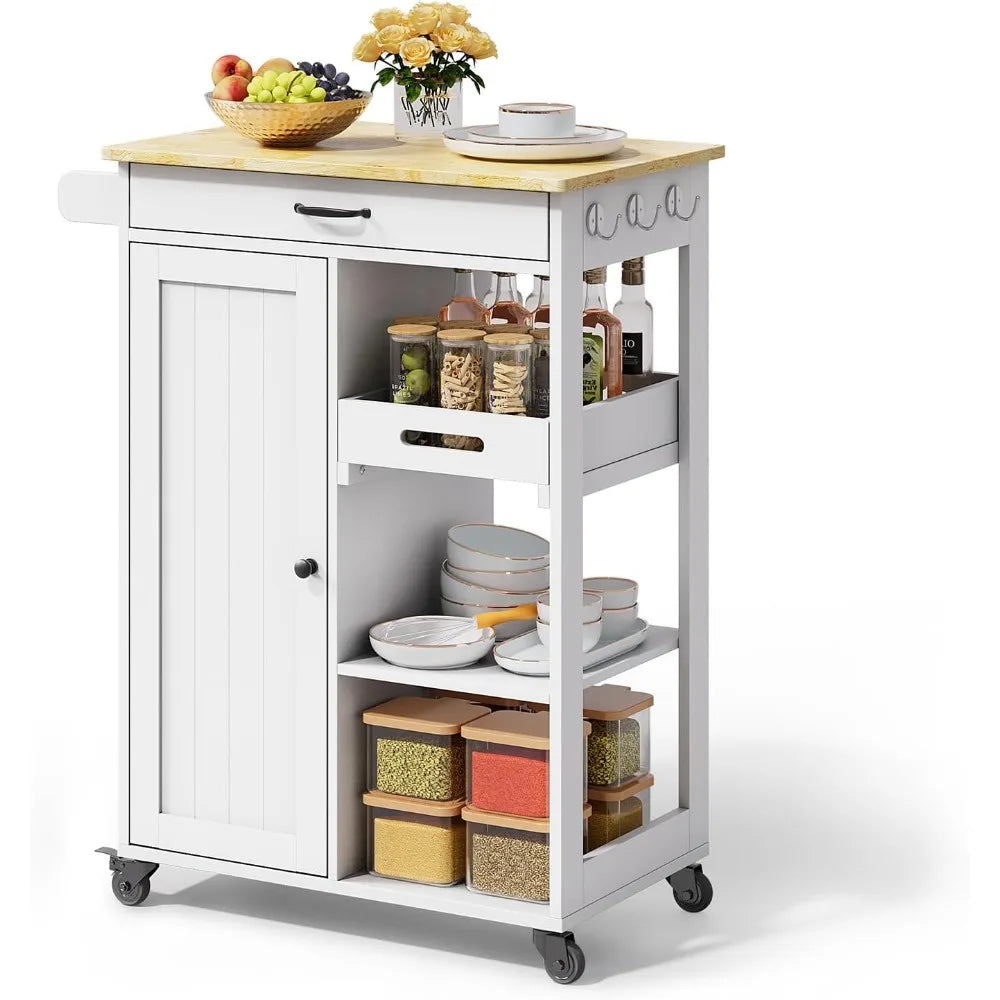 Ljustra Kitchen Island Cart Rolling Trolley with Drawer and Removable Tray