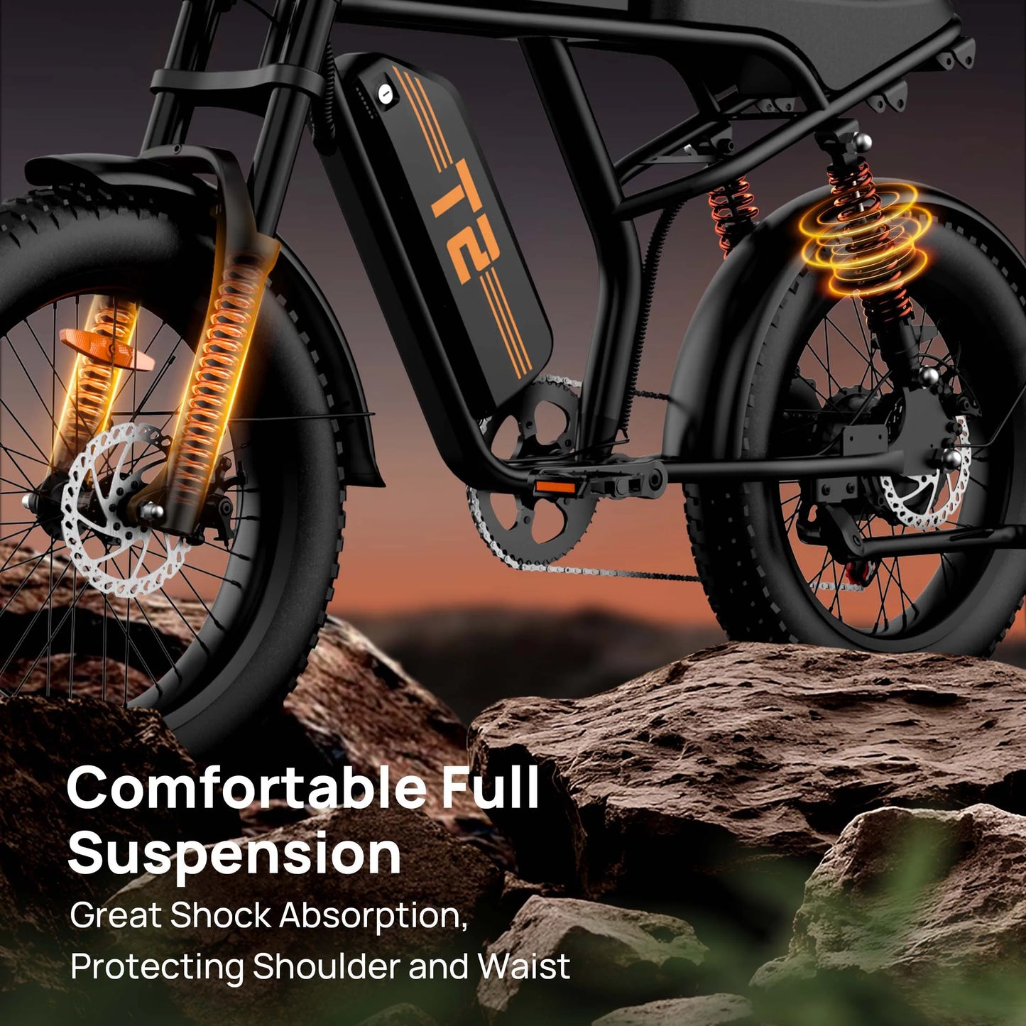 Peak 1500W Electric Mountain Bike 48V 100 Mile Range 20 Inch Fat Tire