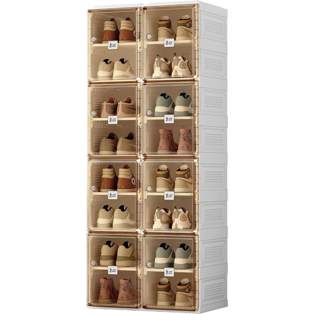 Shoe Organizer Storage Box Portable Folding Rack with Magnetic Door
