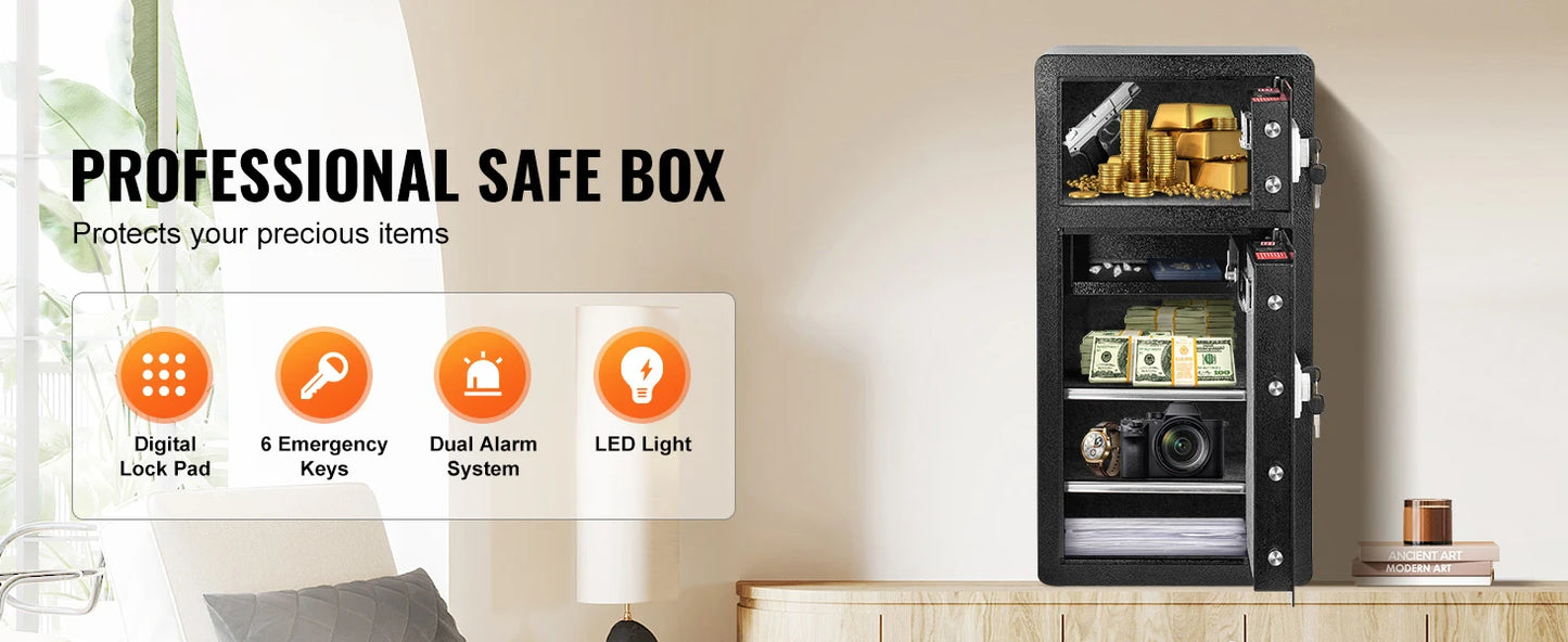 SucceBuy 4.0 cu.ft Safe Box with Key Lock Fingerprint LED Light