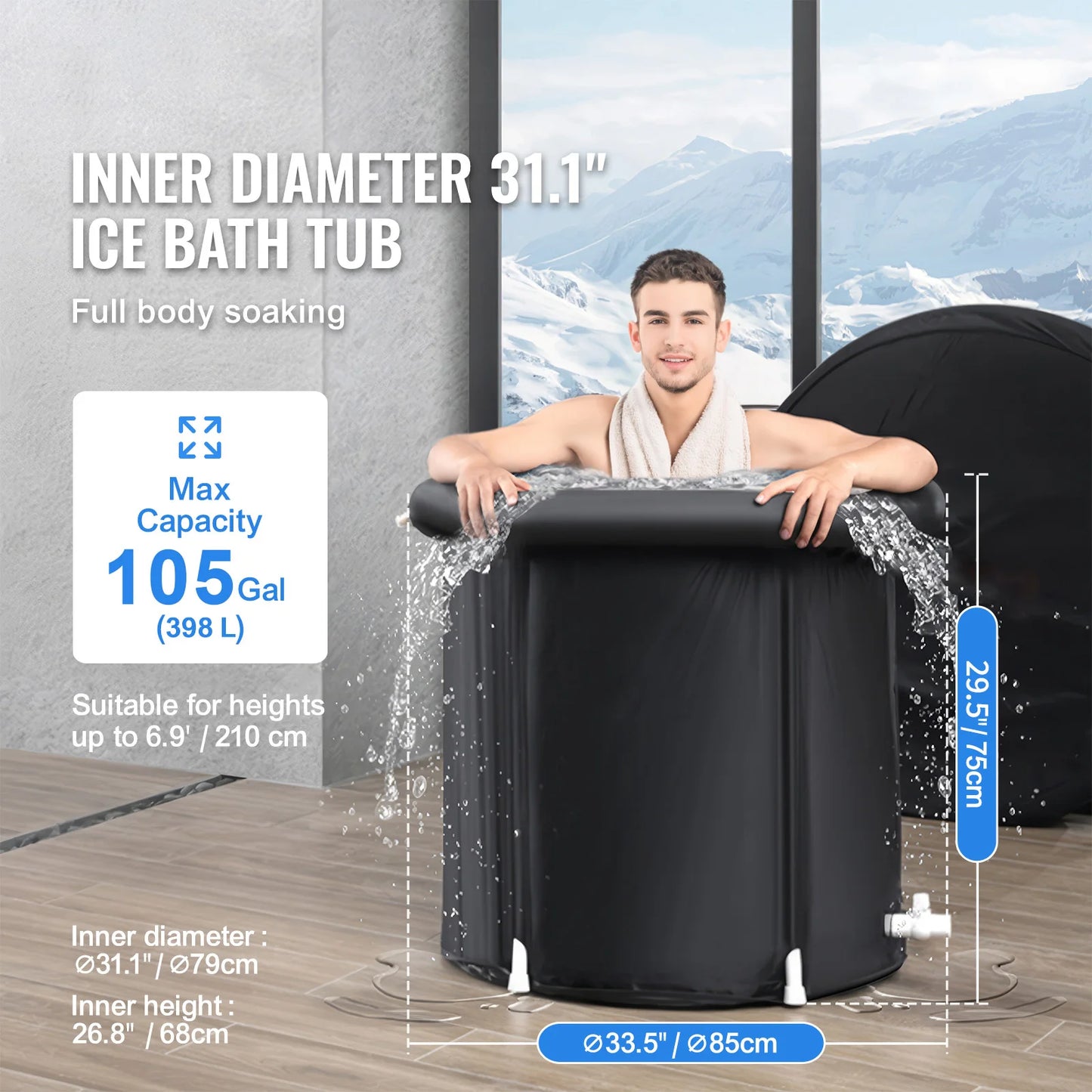 Ljustra Portable Ice Bath Tub Cold Water Therapy Plunge Pool