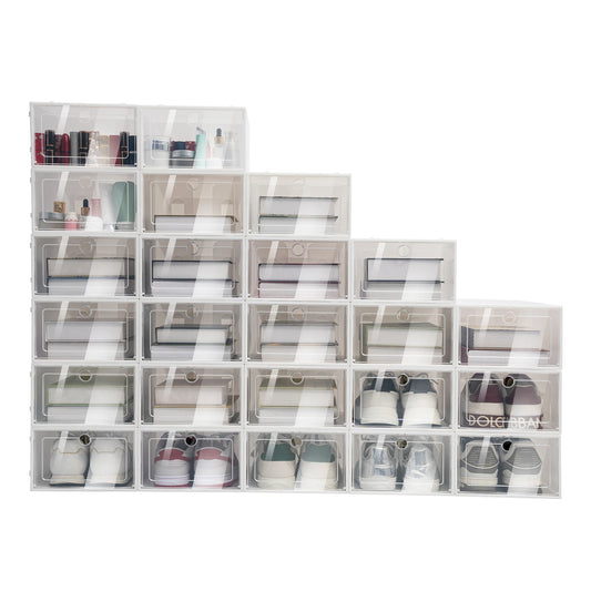 24 Pcs Stackable Transparent Shoe Box Dustproof Storage Organizer