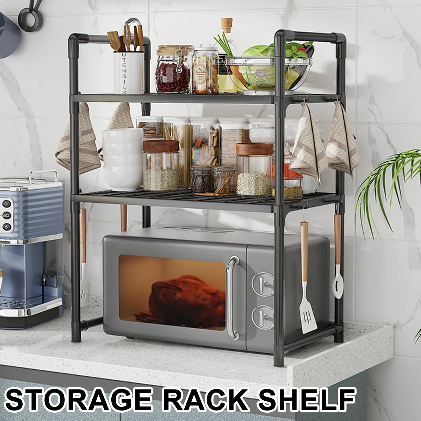 Microwave Shelf Kitchen Storage Rack Multi Layer Organizer Tidy