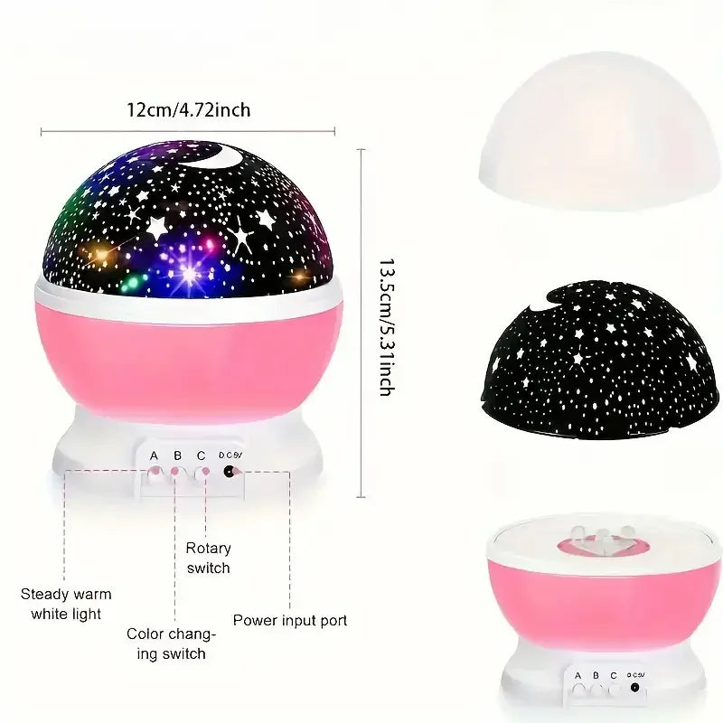 USB Starry Night Light Projector 360° Rotatable 9 Color Modes