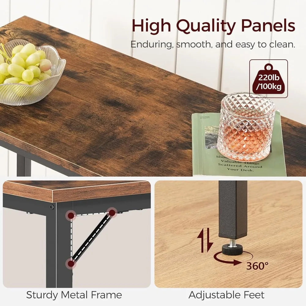 Narrow Pub Table for Dining Room Counter Bar Table Sturdy Metal Frame