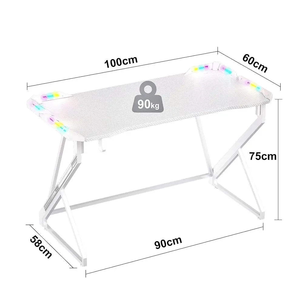 Small Gaming Desk with RGB Lights 40" PC Desk for Home Office Setup