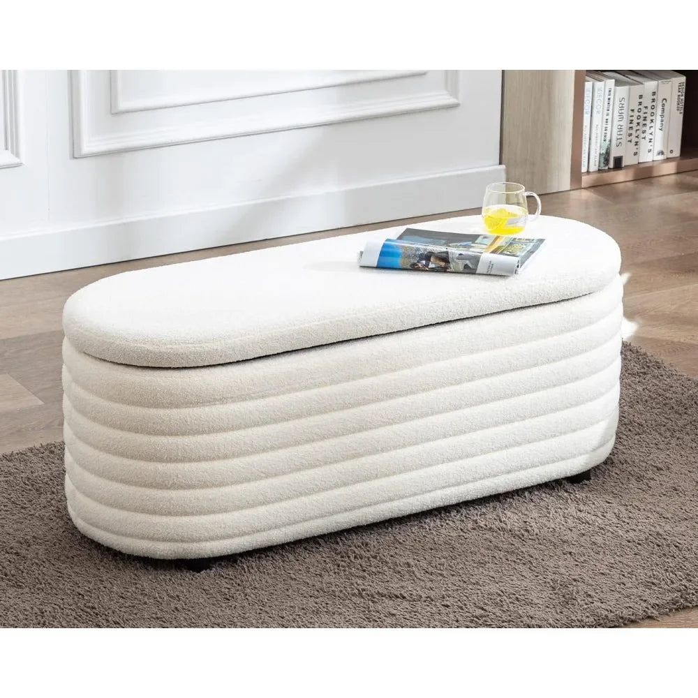 Ljustra Storage Teddy Ottoman Bench Upholstered Fabric Storage Seat