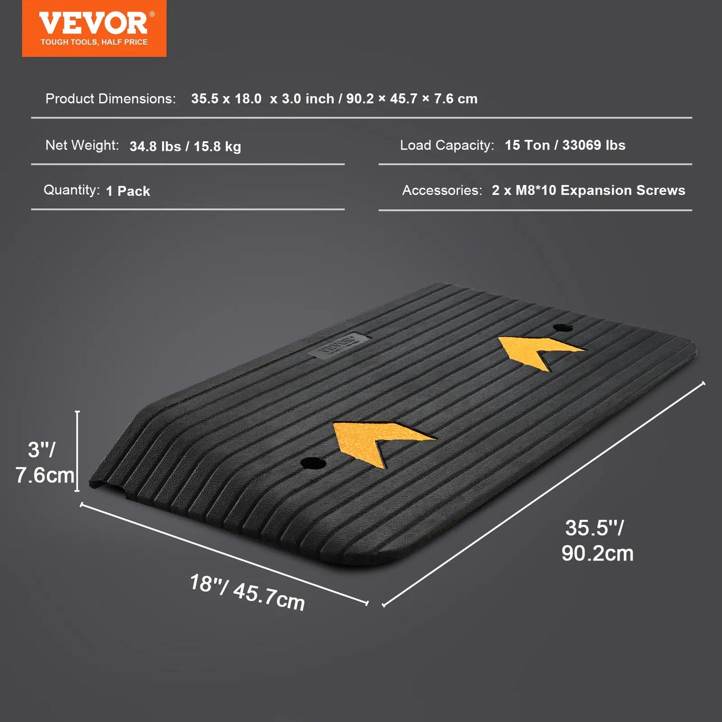 Rubber Threshold Ramp Heavy Duty Non-Slip Car Ramp 33069 Lbs Load