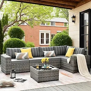 Ljustra 6 Pieces Patio Furniture Set Outdoor Sectional Sofa Couch