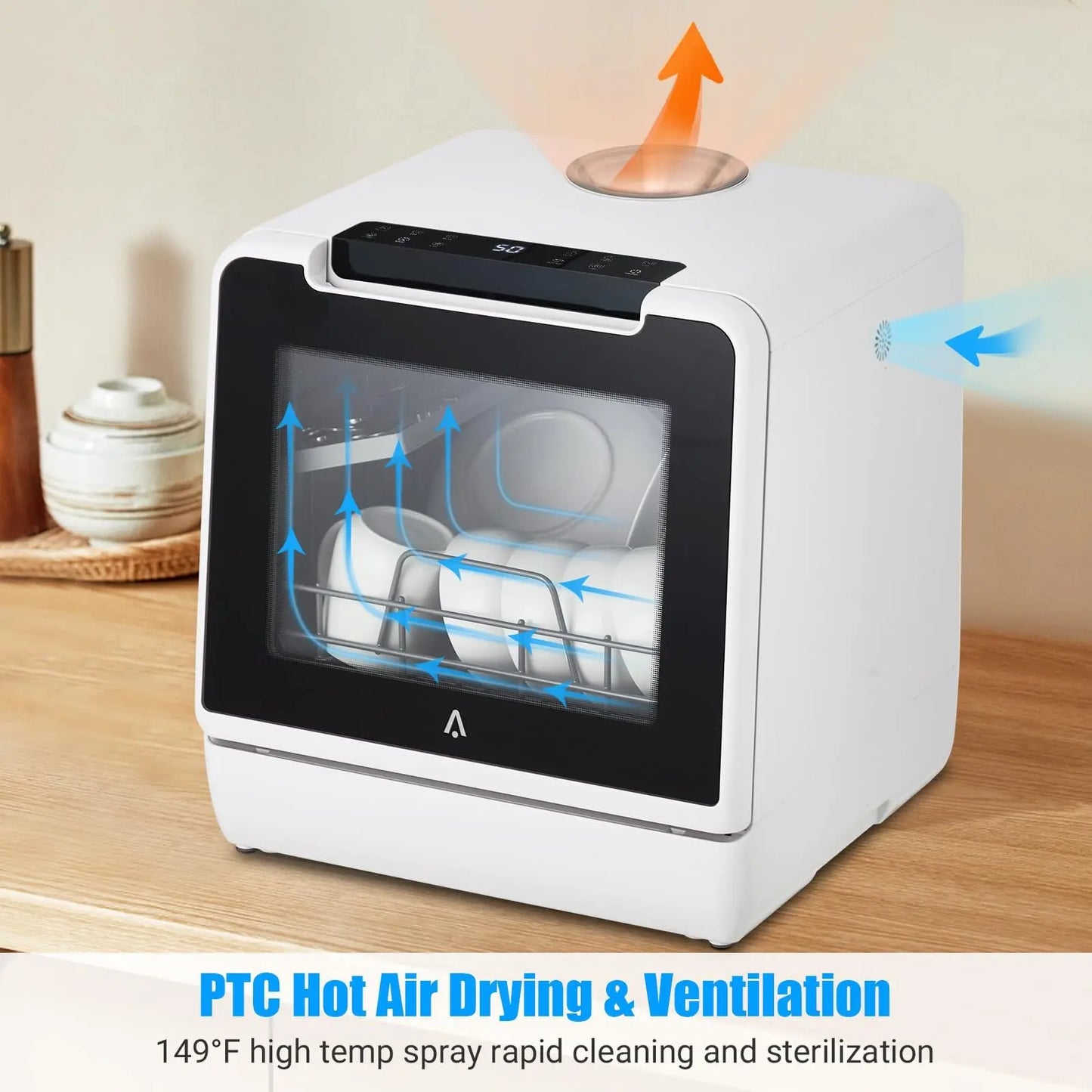 Portable Countertop Dishwasher 5L Built-In Water Tank No Hookup Needed