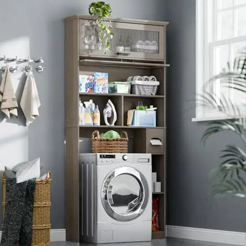 Vabches Over the Toilet Storage Cabinet Bathroom Organizer Wooden Rack