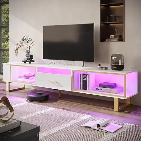 80 Inch TV Stand for 65 75 85 90 Inch TVs Modern LED Gaming Center
