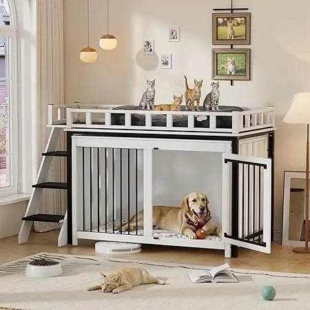 Loft-Style Dog Crate Furniture Heavy Duty Wooden Indoor Kennel