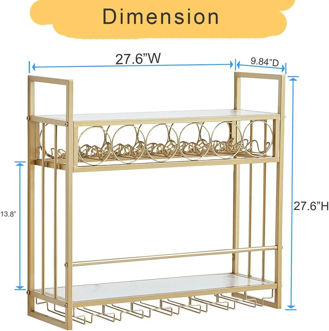 Wine Rack Glass Holder Metal Bottle Storage Home Bar Dining Kitchen