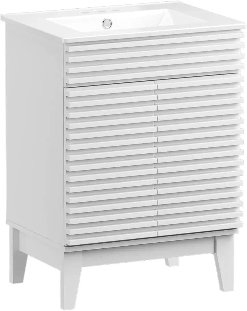 Bathroom Vanity Sink Mid-Century Freestanding Storage Cabinet