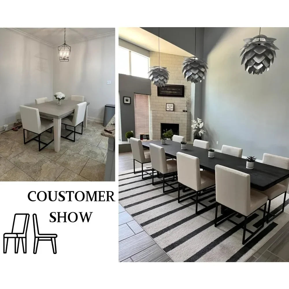 Linen Dining Chair Set of 4 Mid Century Modern Upholstered Chairs