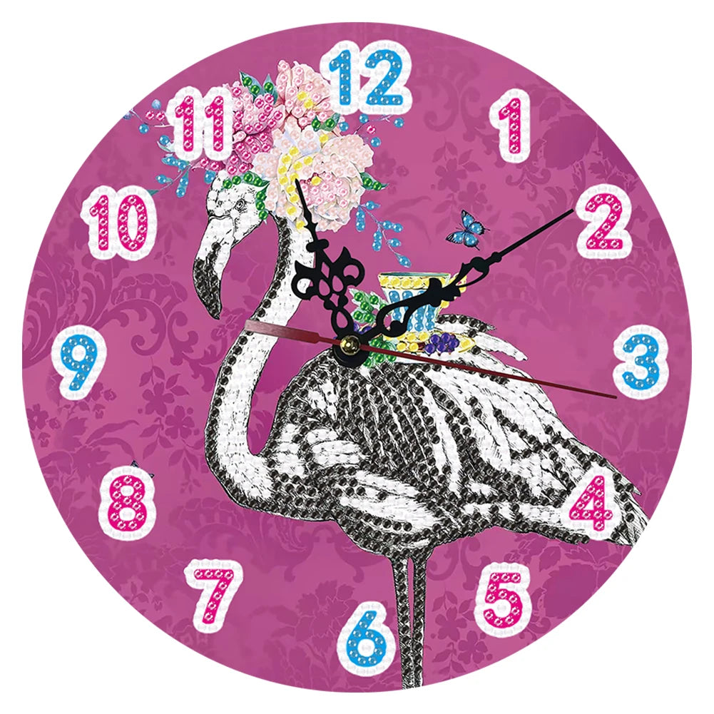 2D Flat DIY Diamond Painting Wooden Wall Clock Kit for Home Decor