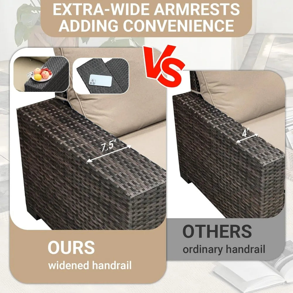 Ljustra 8-Piece Outdoor Wicker Sectional Sofa Set with Cushions and Table