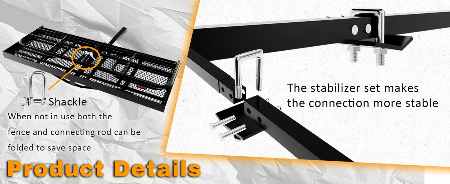 Heavy Duty Trailer Hitch Cargo Carrier Rack 500lbs Waterproof Bag