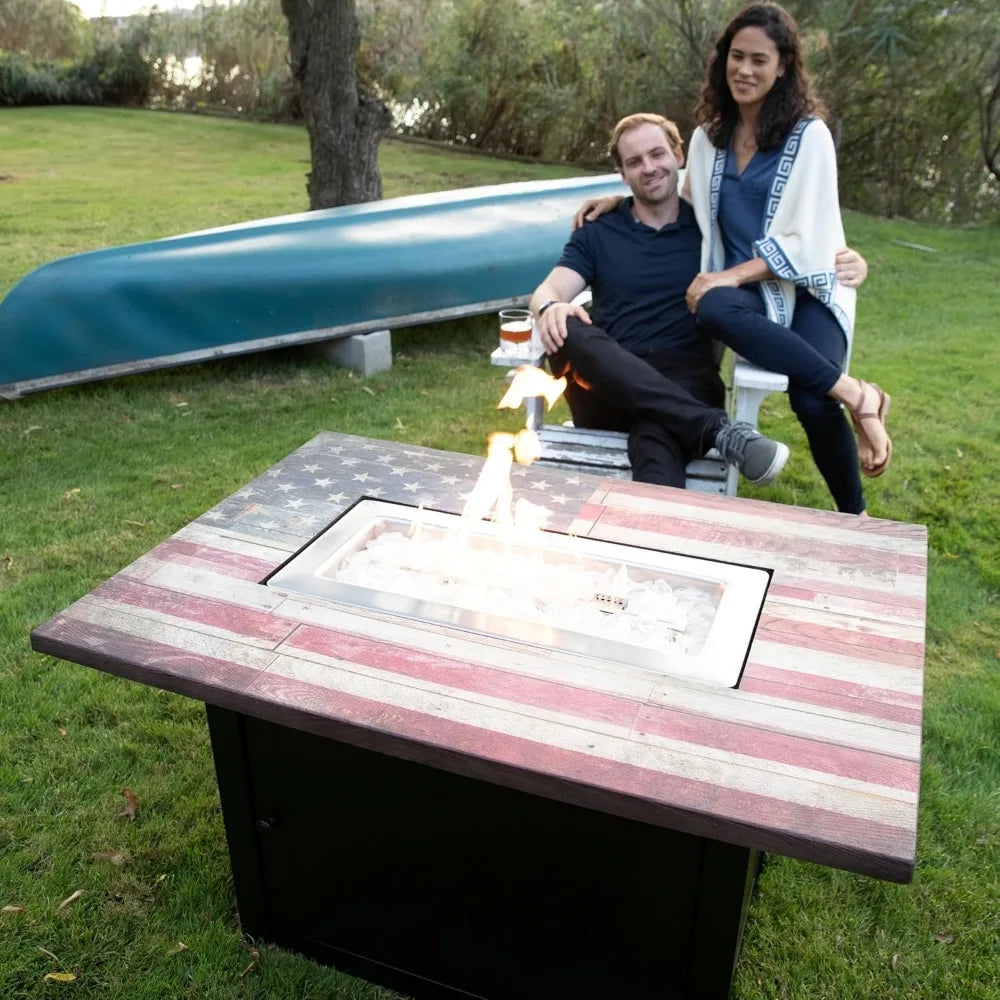 Americana Rectangular 40,000 BTU Outdoor LP Gas Fire Pit with Glass