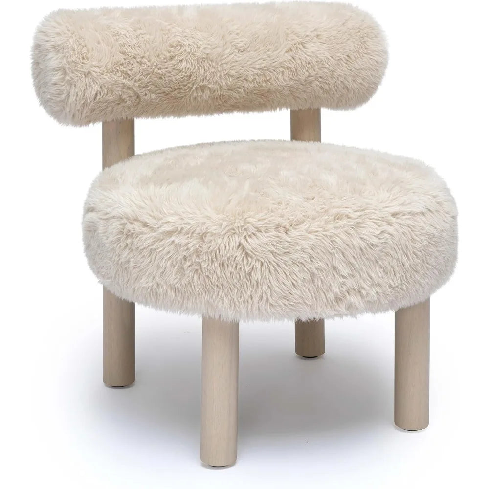 Carmel Natural Vegan Shearling Accent Chair Handmade Comfort