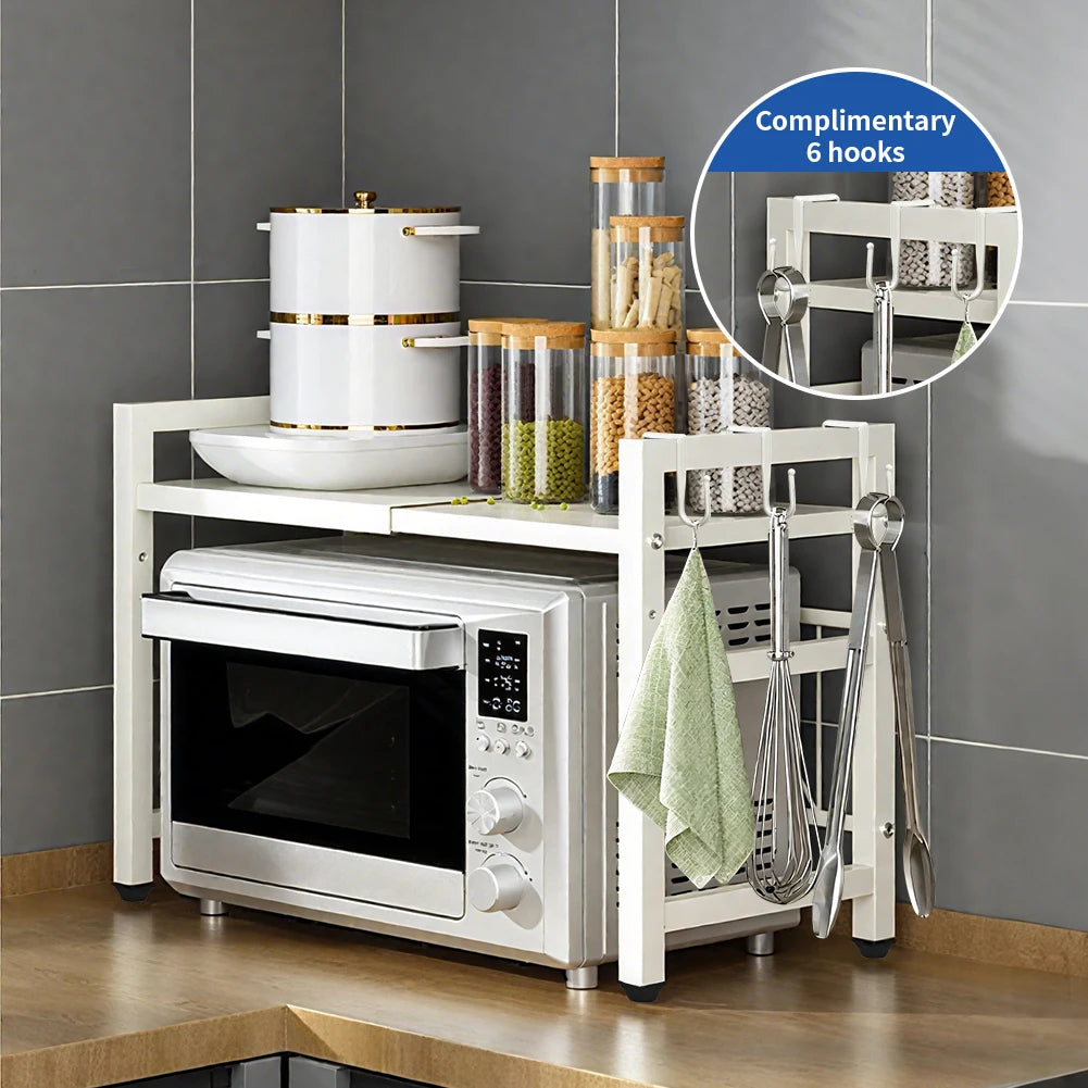 Kitchen Storage Rack Microwave Shelf Expandable Condiment Organizer