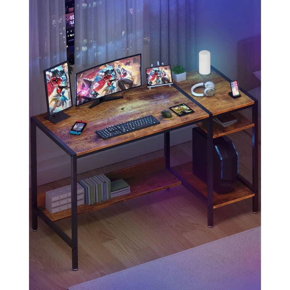 39 Inch Gaming Computer Desk Home Office Table with Monitor Stand Storage