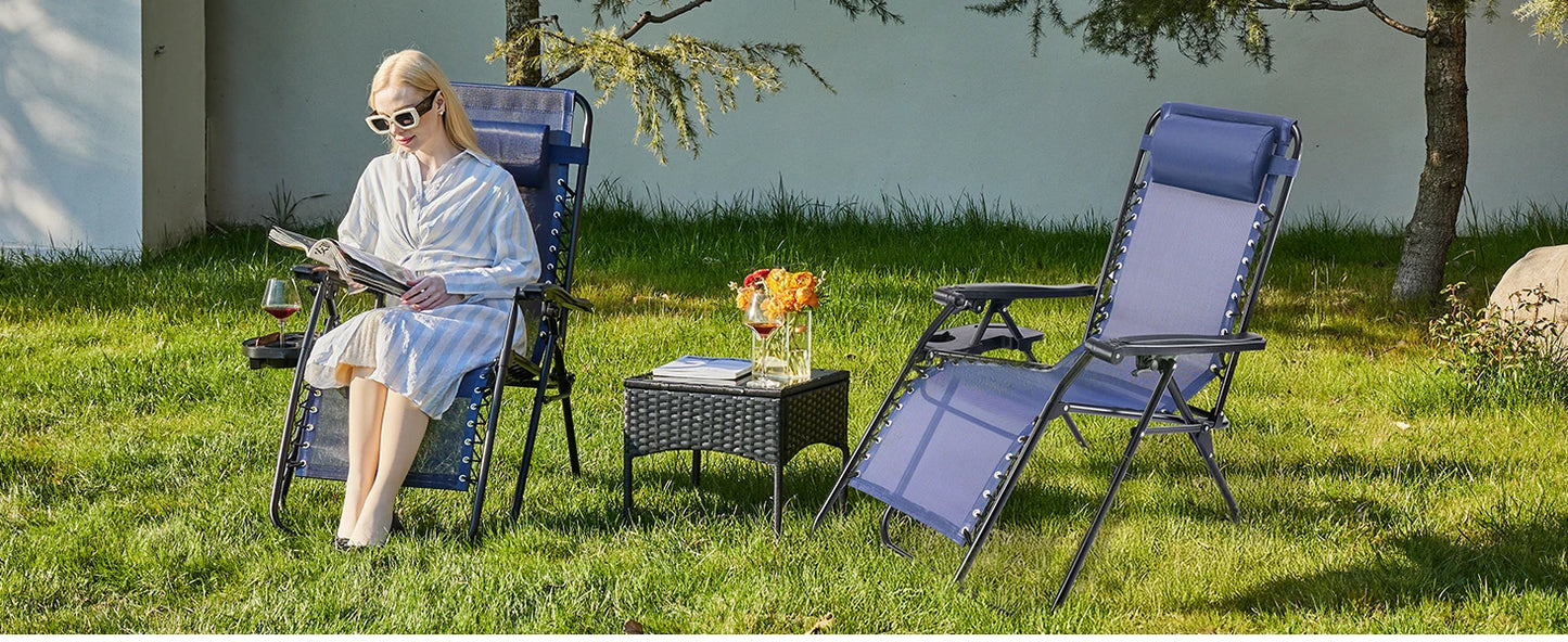 Portable Zero Gravity Recliner Camping Lounge Chair Set of 2