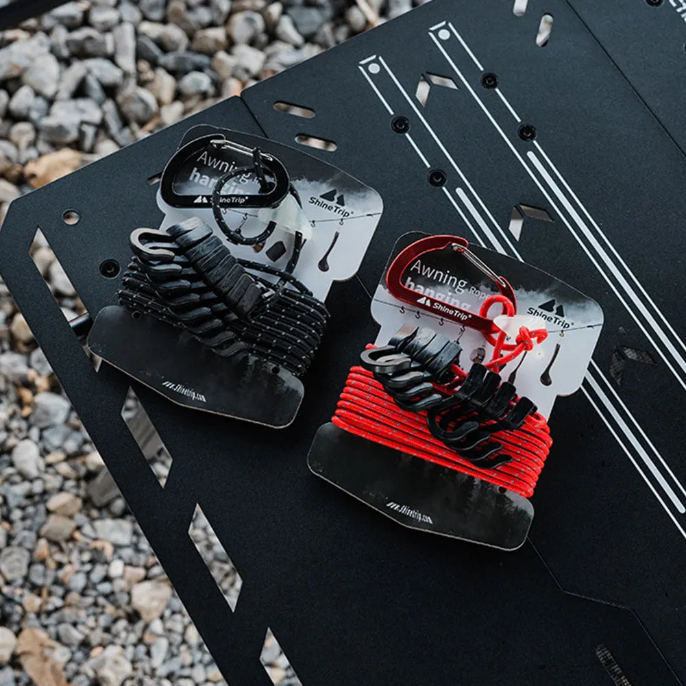 Camping Hanging Rope with 8 Hooks Adjustable Storage Strap for Outdoors