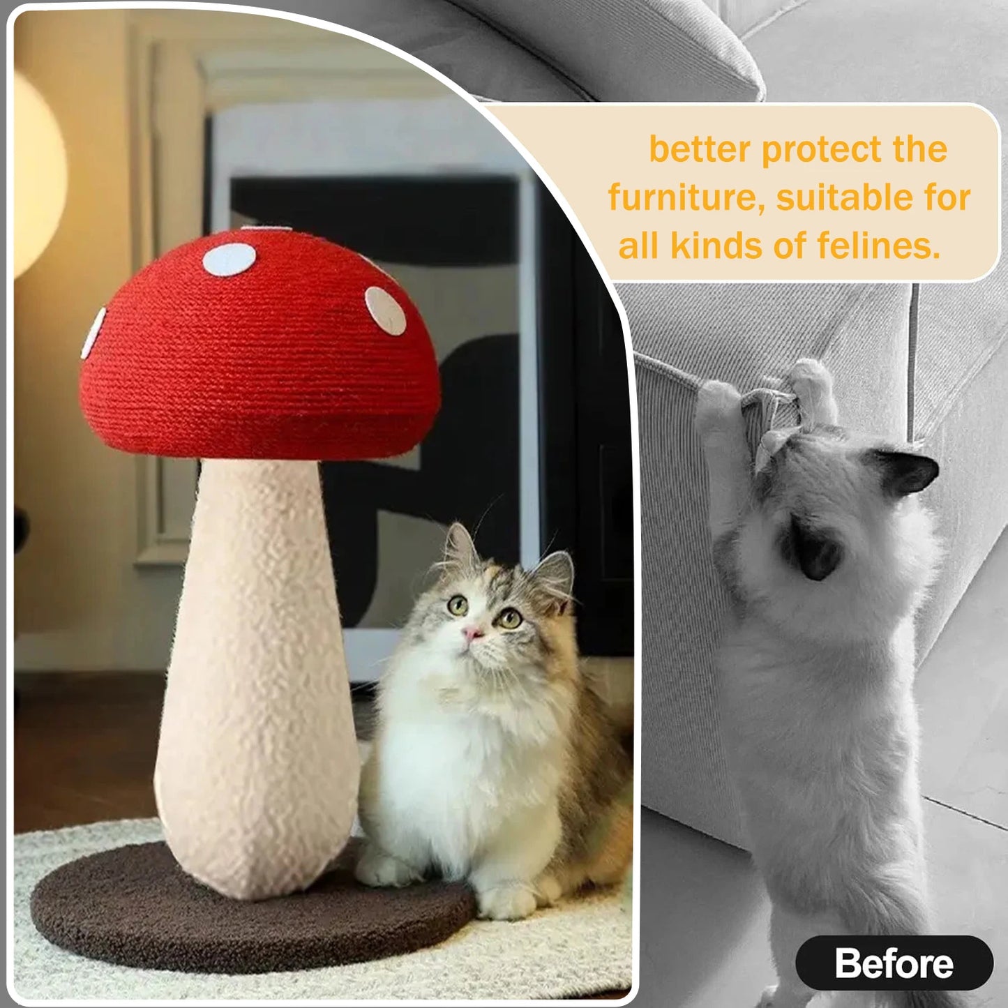 Cat Scratching Post Mushroom Shape Plus Size Sisal Vertical Cat Tower