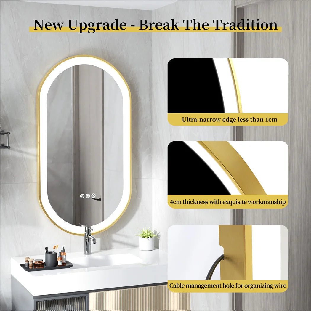 Ljustra Luxury Oval LED Bathroom Mirror with Demister and Memory Function