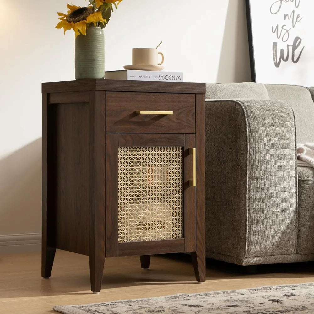 Tall Nightstands Set of 2 Mid Century Modern Wooden Bedside Tables