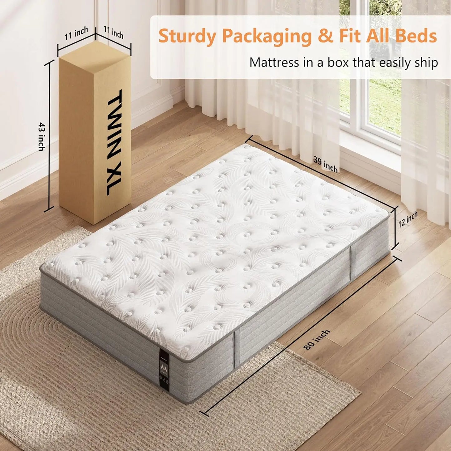 Ljustra Twin XL Mattress 12 inch Hybrid Gel Memory Foam Pocket Springs