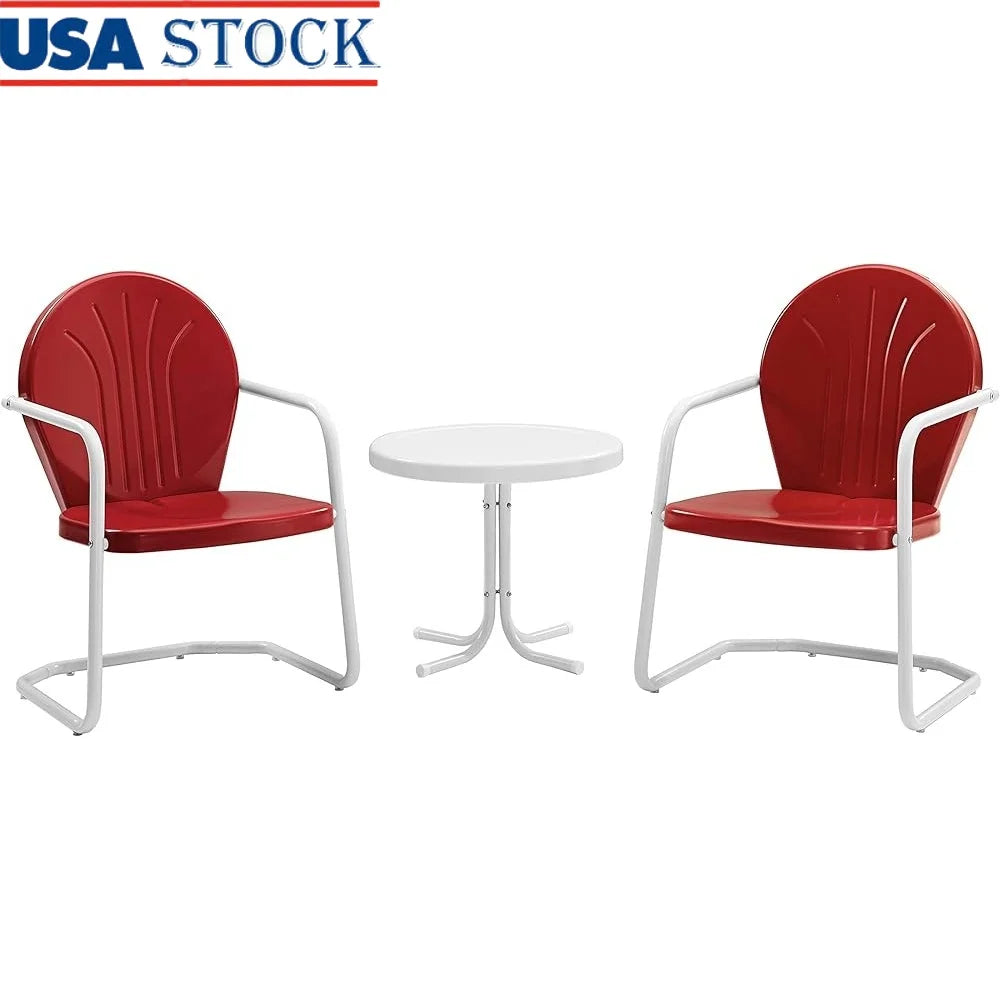 Griffith 3-Piece Metal Bistro Set Outdoor Patio Furniture Retro Design