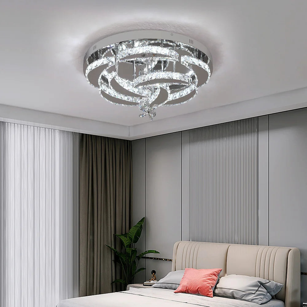 Modern Crystal Drop Chandelier LED Ceiling Light Home Decor