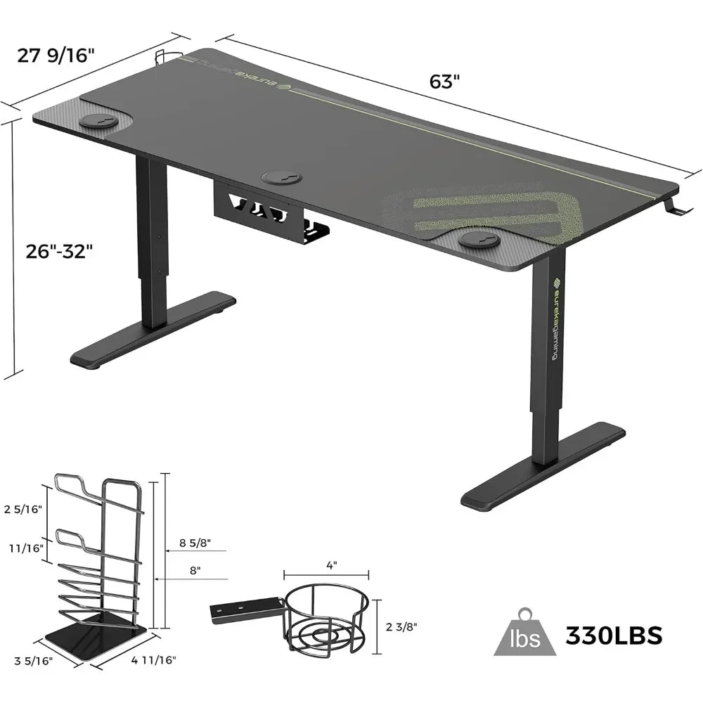 63 Inch Adjustable Computer Desk Gaming Desk Home Office Studio Table