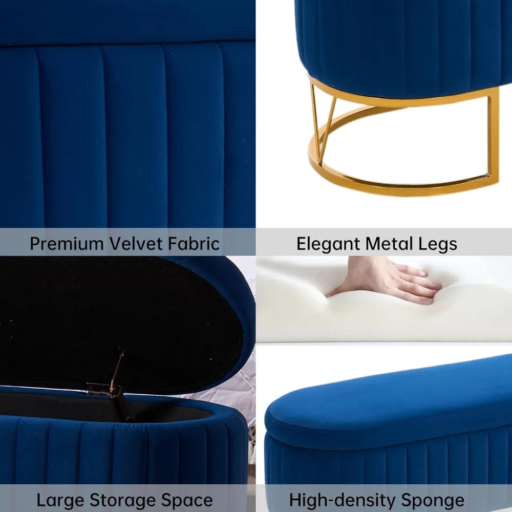 Modern Storage Ottoman Bench Upholstered Seating for Bedroom Entryway Living