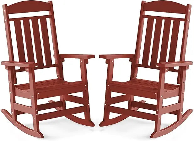 Patio Rocking Chairs Set of 2 HDPE All Weather Outdoor Rockers