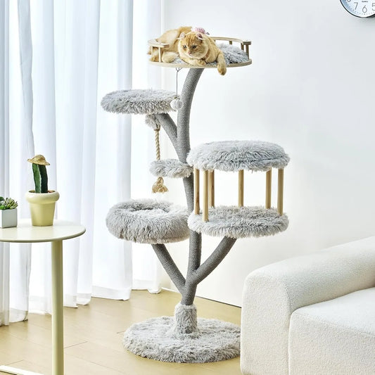KAMABOKO 60.2" Tall Cat Tree Luxury Condo for Large Cats Scratching Post