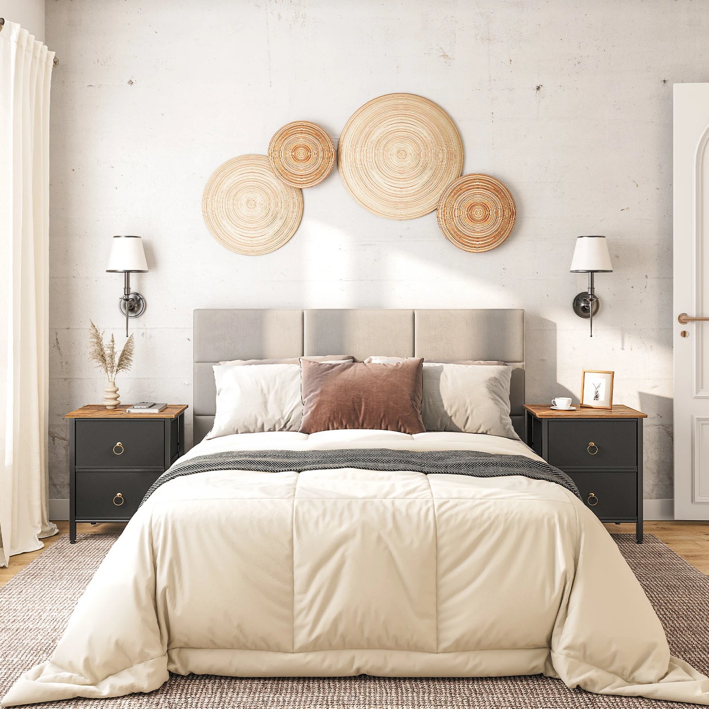 Ljustra Nightstand Set of 2 Modern 2 Drawer Night Tables Bedroom Furniture