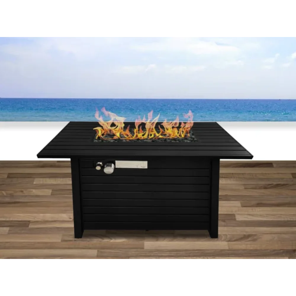 25 Inch Steel Outdoor Fire Pit Table with Lid Modern Garden Furniture