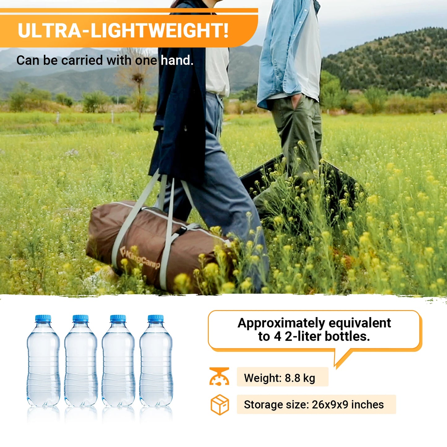 Ljustra Family Cabin Camping Tent for 3-4 People Outdoor Activities