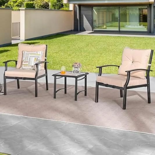 2 Piece Patio Conversation Set Outdoor Metal Loveseat Chairs Furniture