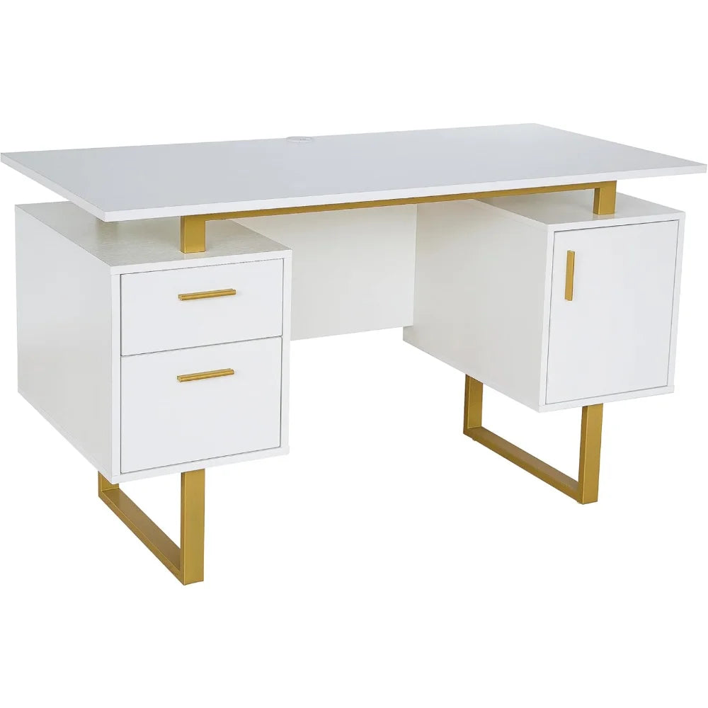 Ljustra Modern Office Storage Desk 51.2 Inch Floating Desktop Surface