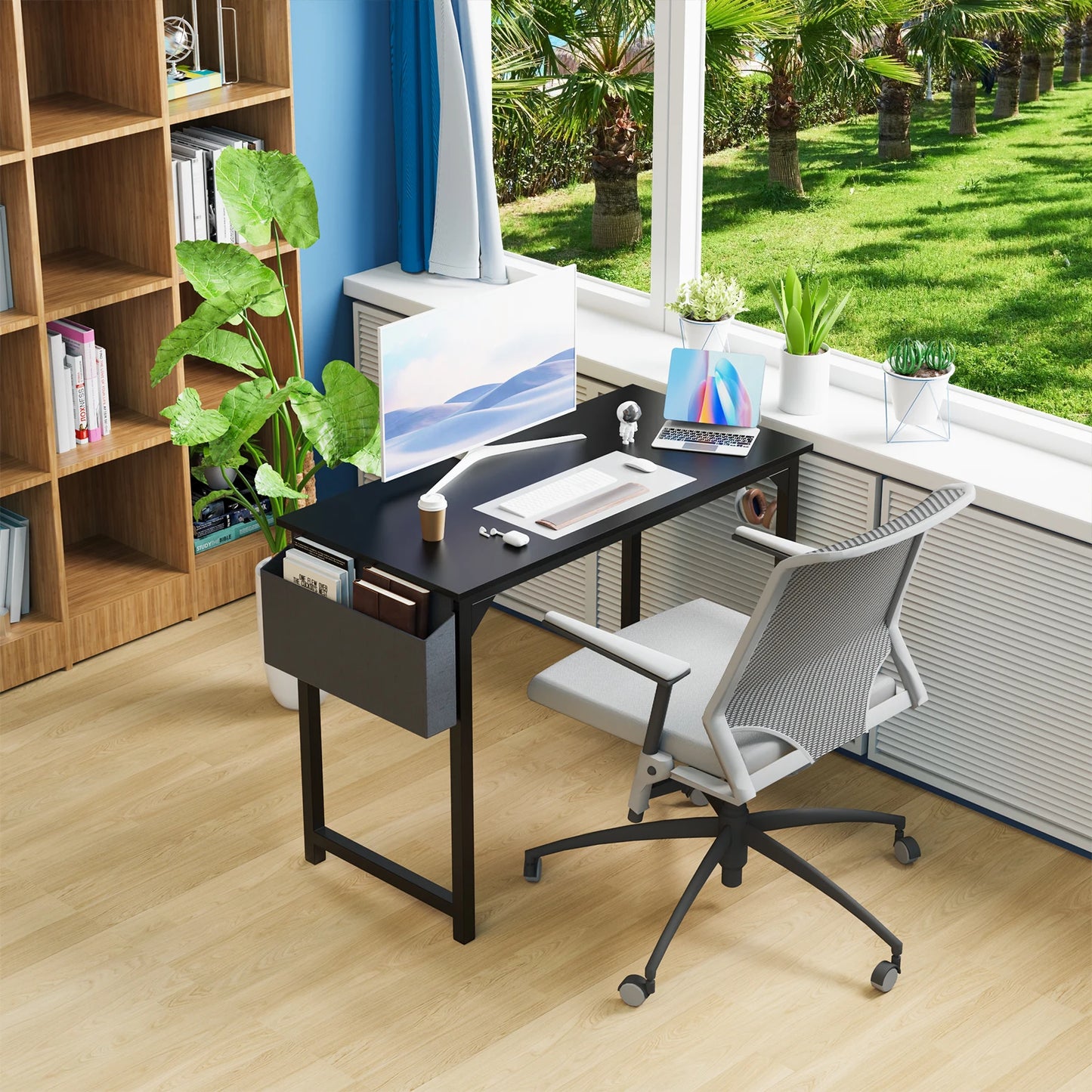 Ljustra Modern Compact Computer Desk with Storage and Headphone Hook
