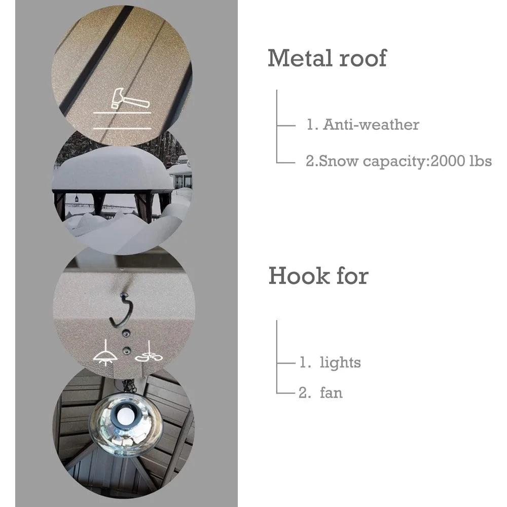 10x12 Hardtop Gazebo Metal Pavilion with Sidewalls for Patio Backyard